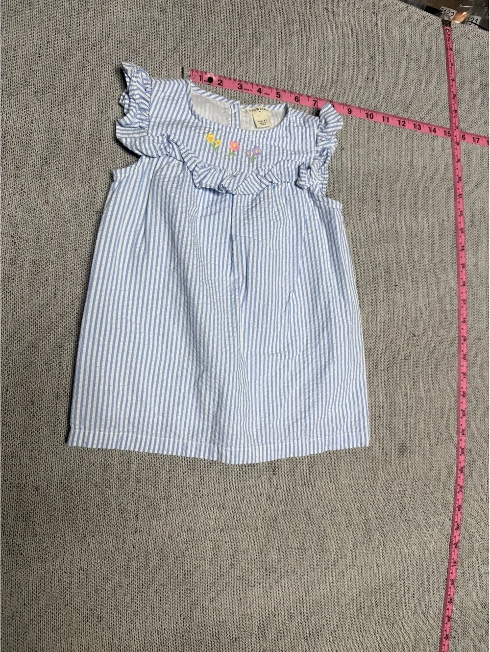 J.Crew Crewcuts Blue Stripe Floral Embroidered Dress 2T
